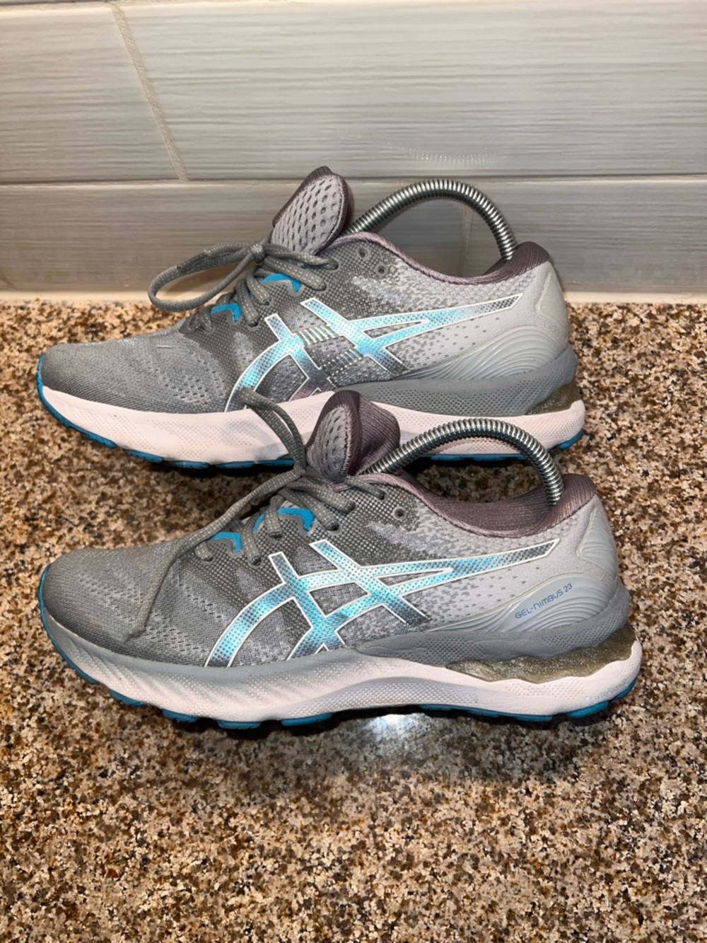 ASICS Women's Gray Running Shoes with Light Blue Accents